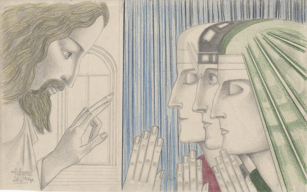 JAN TOOROP - In de Aanwezigheid van Jezus - Colored crayons and pencil drawing on paper