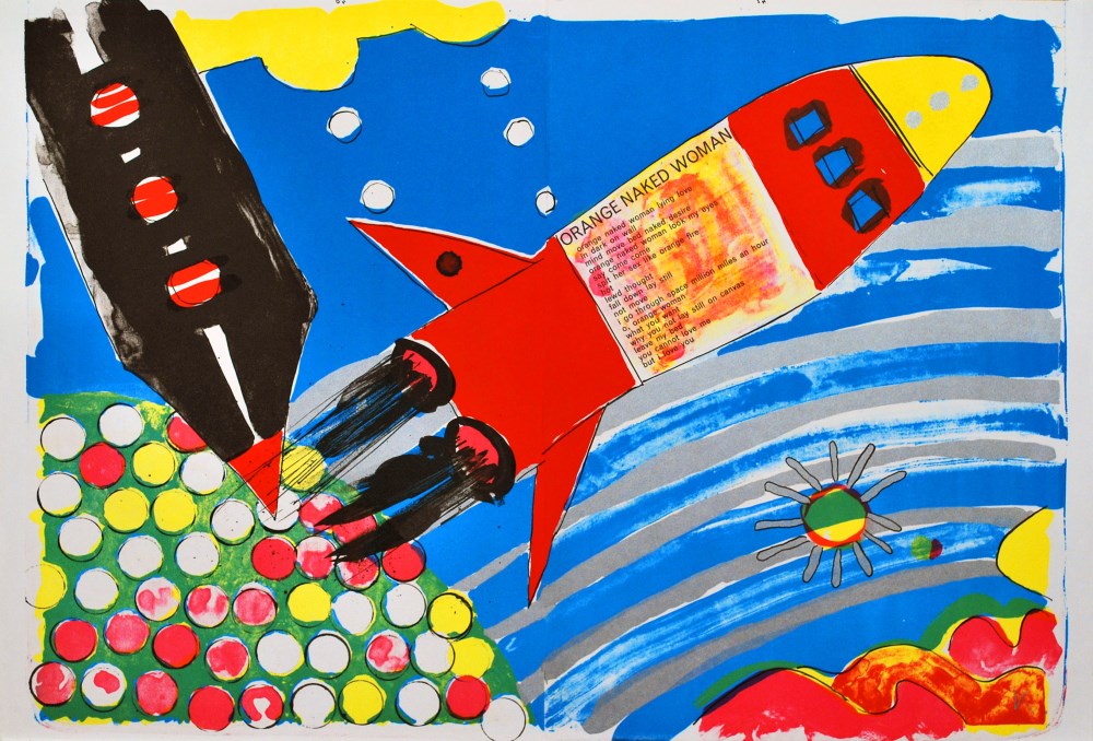 KIKI KOGELNIK [kiki o.k.] - Rocket Ship - Color lithograph