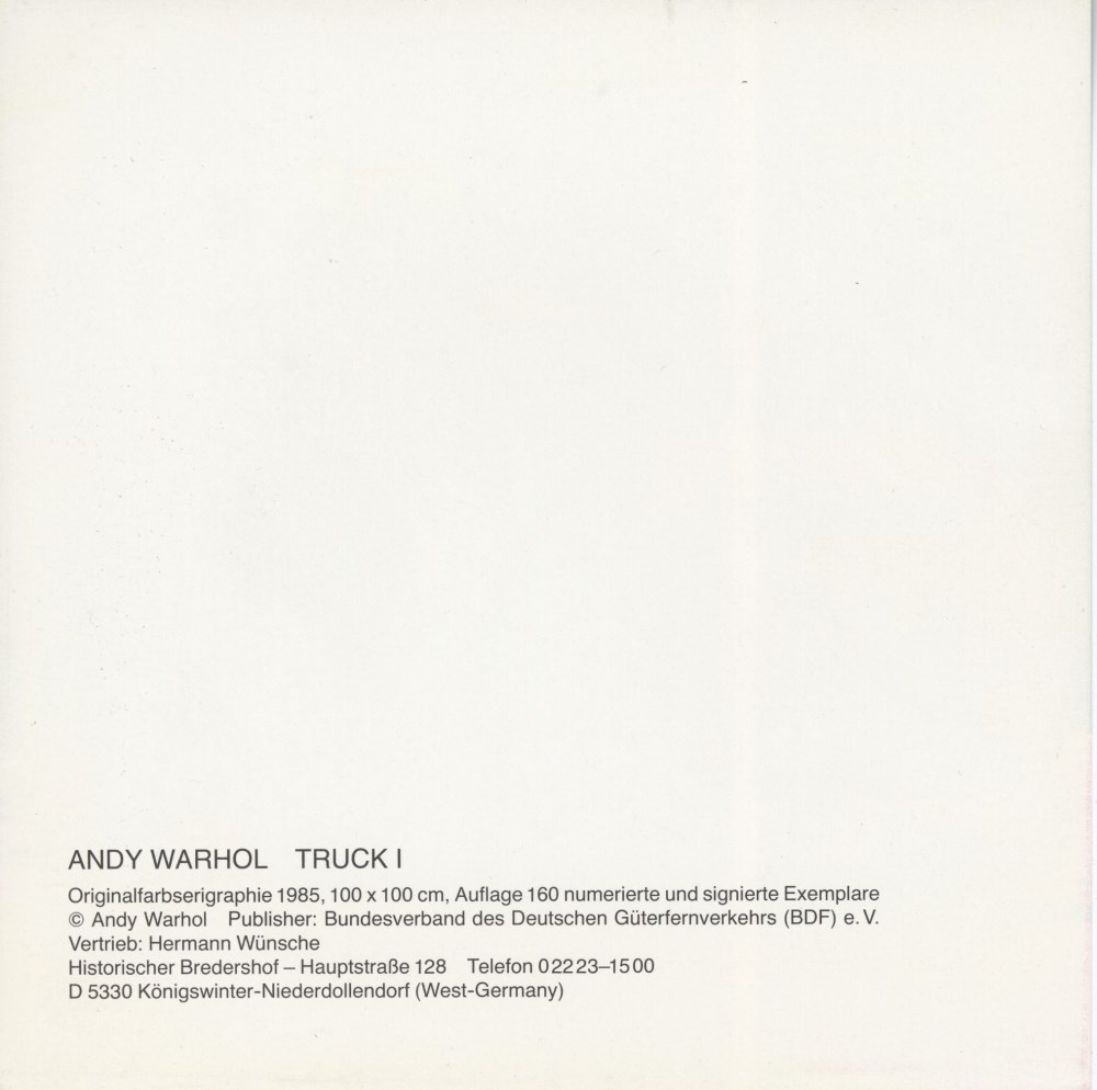 ANDY WARHOL - Trucks Suite - Color offset lithographs - Image 8 of 10