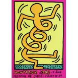 KEITH HARING - Montreux [Jazz Festival] 1983 - Yellow Background/Pink Border - Original color sil...