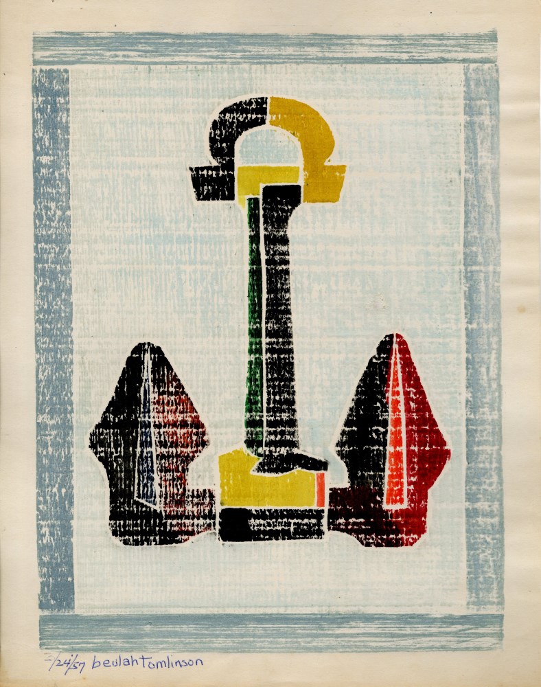 BEULAH TOMLINSON - Anchor (State II) - White line color woodcut