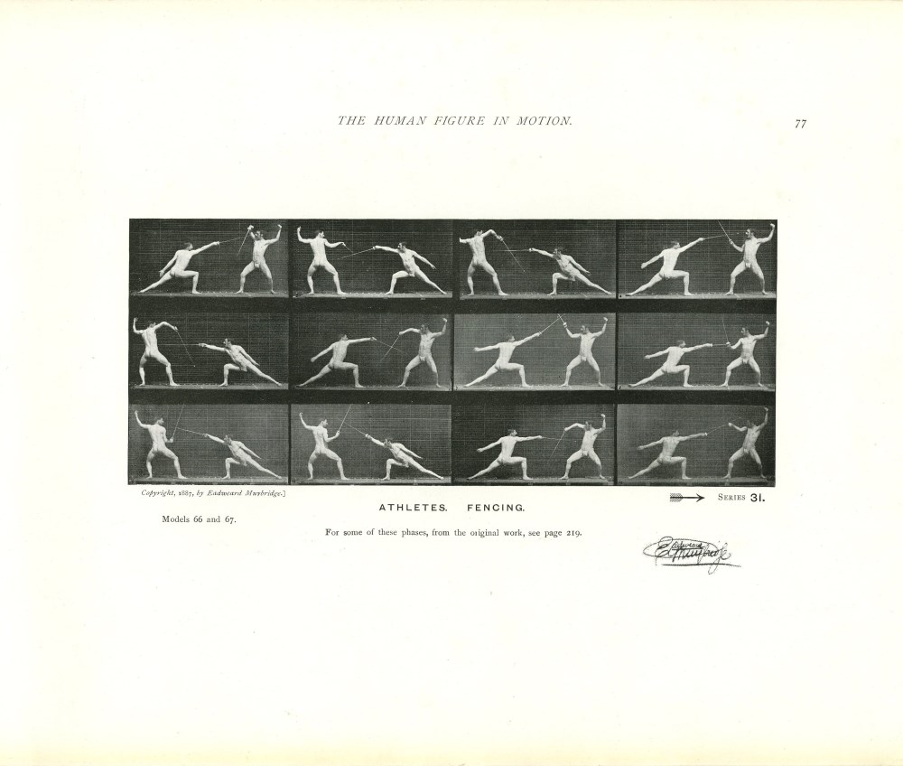 EADWEARD MUYBRIDGE - Athletes: Fencing - Original photomezzotint & letterpress