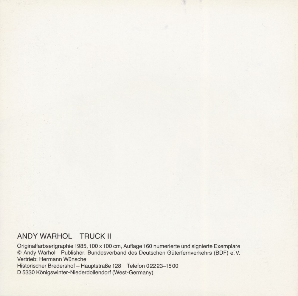 ANDY WARHOL - Trucks Suite - Color offset lithographs - Image 9 of 10