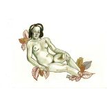 ESTELA WILLIAMS - Nude and Leaves - Colored pencils on paper