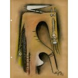 WIFREDO LAM - Composicion - Mixed media (Gouache, pastel, and crayon) on paper