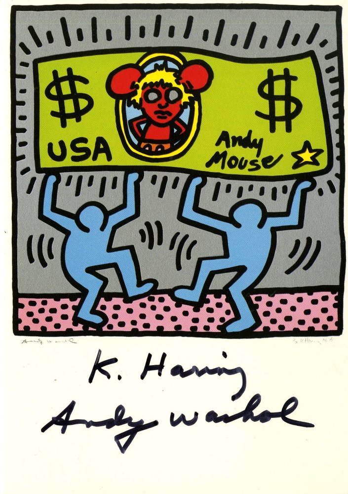 KEITH HARING & ANDY WARHOL - Andy Mouse II, Homage to Warhol - Color offset lithograph