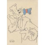 WALT DISNEY - Goofy's New Coat - Pencil and colored pencil drawing on paper