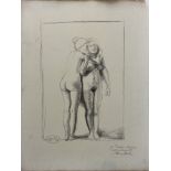 ARISTIDE MAILLOL - Etude de deux nus - Charcoal drawing on paper