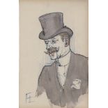 HENRI DE TOULOUSE-LAUTREC - Portrait d'un gentilhomme - Mixed media on paper