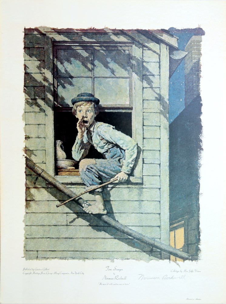 NORMAN ROCKWELL - Tom Sawyer: He Meow'd… - Original color collotype