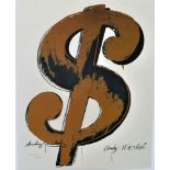 ANDY WARHOL [d'apres] - Dollar Sign $ [white background; brown symbol] - Color lithograph