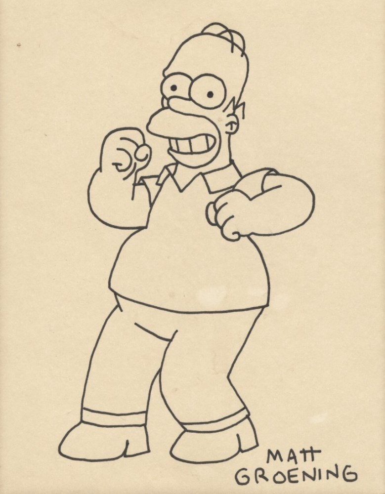 MATT GROENING - Homer Simpson - Original marker drawing on paper