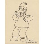 MATT GROENING - Homer Simpson - Original marker drawing on paper
