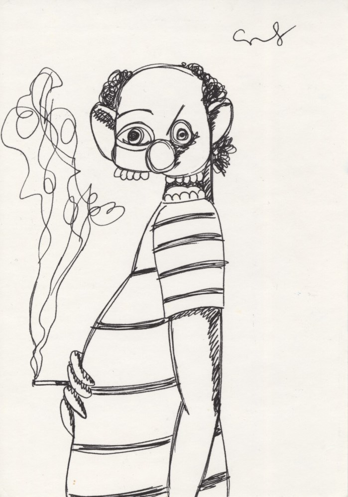 GEORGE CONDO - Cigarette - Ink drawing on paper