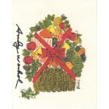 ANDY WARHOL - Christmas card: Fruit Basket - Original vintage color offset lithograph