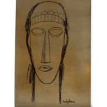 AMEDEO MODIGLIANI [d'apres] - Tete de Cariatide IV - Original pencil drawing