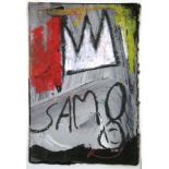 JEAN-MICHEL BASQUIAT [d'apres] - Untitled (Samo) - Acrylic (?), oil pastel, and chalk on paper