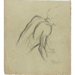 UMBERTO BOCCIONI - Figura di Spalle - Original charcoal and pencil drawing