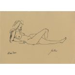 RENATO GUTTUSO - Donna nuda sdraiata - Ink on paper