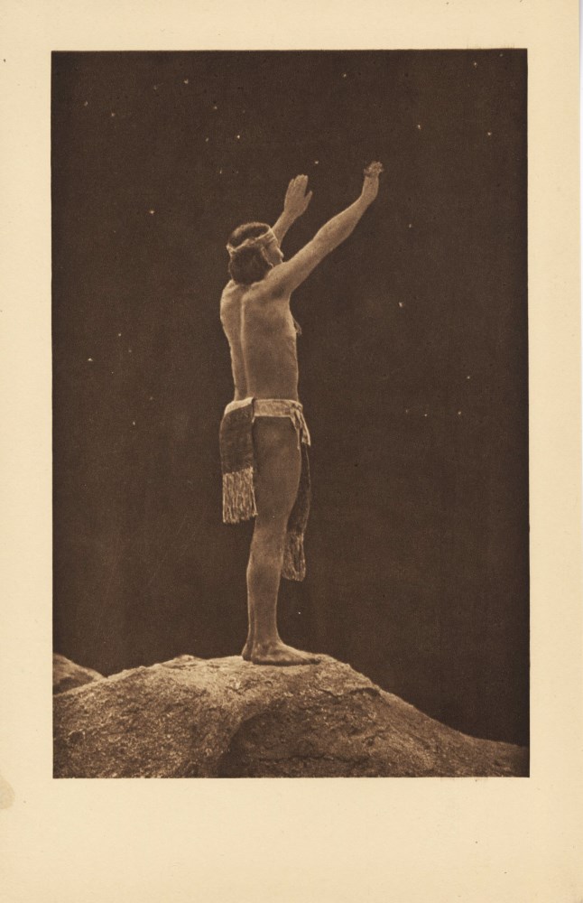 EDWARD S. CURTIS - Prayer to the Stars - Original vintage sepia toned photogravure