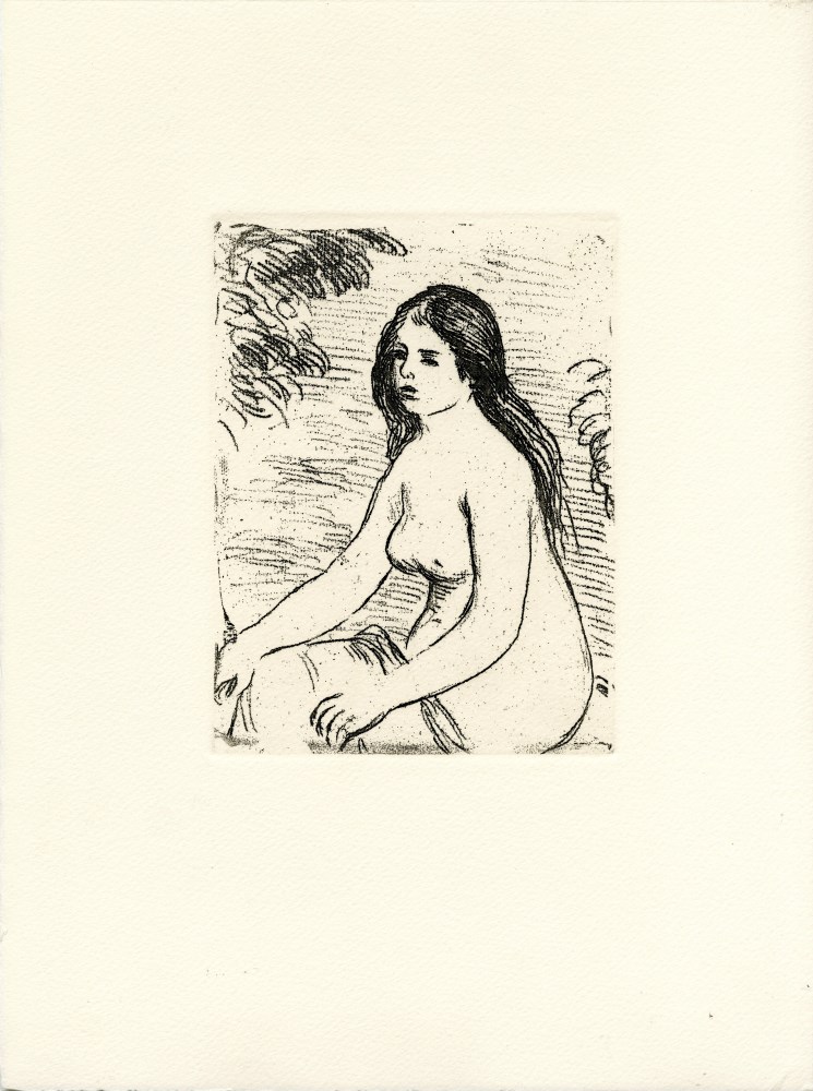 PIERRE-AUGUSTE RENOIR - Femme nue assise - Etching & softground