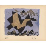 GEORGES BRAQUE - Etude pour un oiseau - Original hand-colored gouache pochoir on collotype