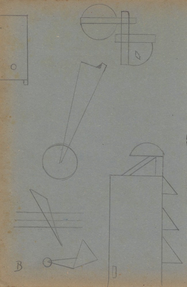 RUDOLF BAUER - Non-objective Solitary Confinement Prison Drawing [No.13] - Pencil drawing on paper