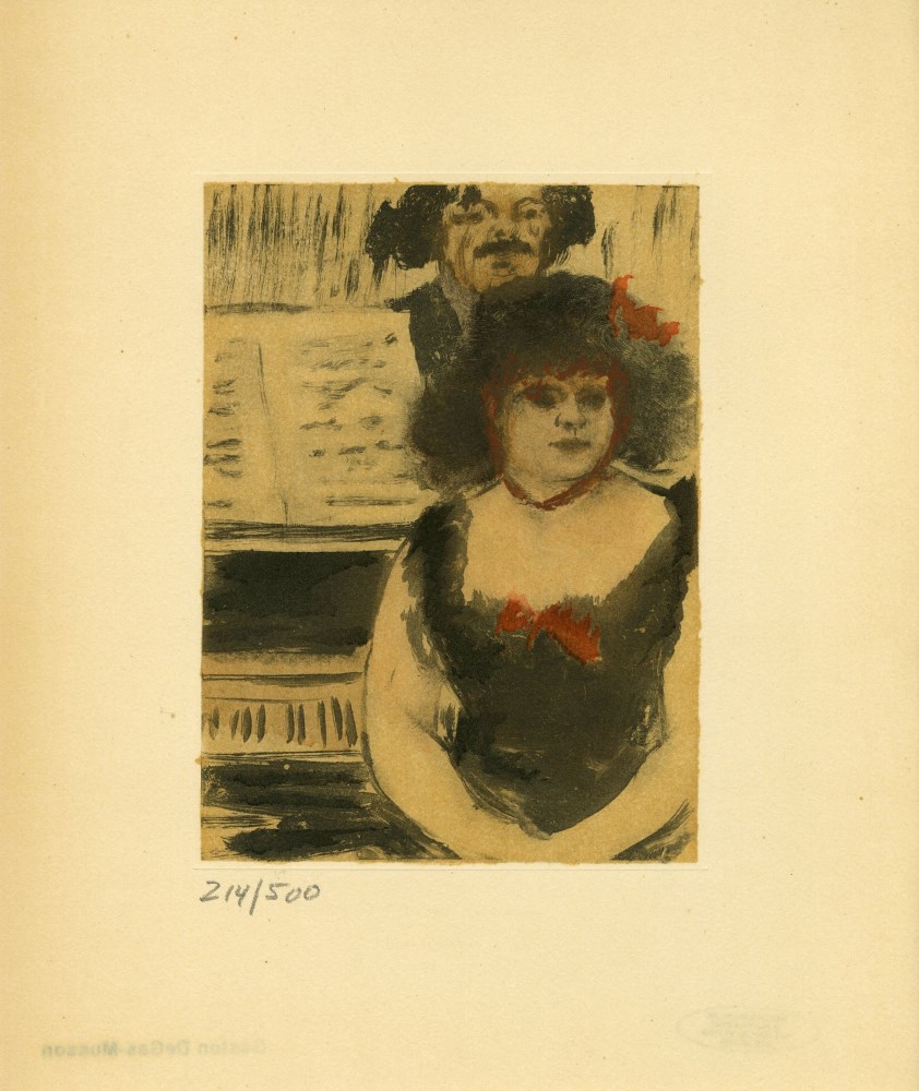 EDGAR DEGAS - Pianiste et le chanteur - Original color gravure with pochoir, after the monotype