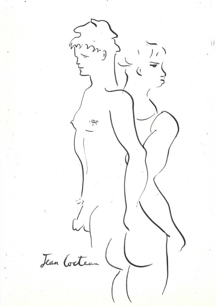 JEAN COCTEAU - Les amoureux - Pen and ink drawing on paper