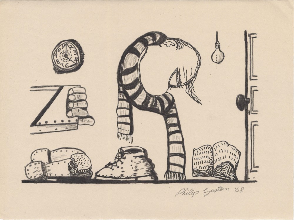 PHILIP GUSTON - Untitled - Charcoal and ink drawing on paper
