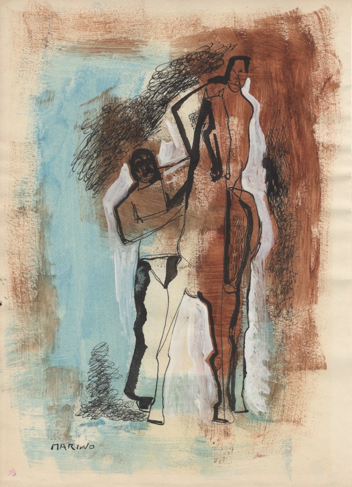 MARINO MARINI - Giocolieri e Cavallo - Gouache, watercolor, and ink drawing on paper