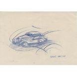 GIACOMO BALLA - Automobile in corsa – studio - Color pencil drawing on paper