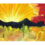 MARTIN DEANE COPPINGER - Desert Ablaze - Oil on board