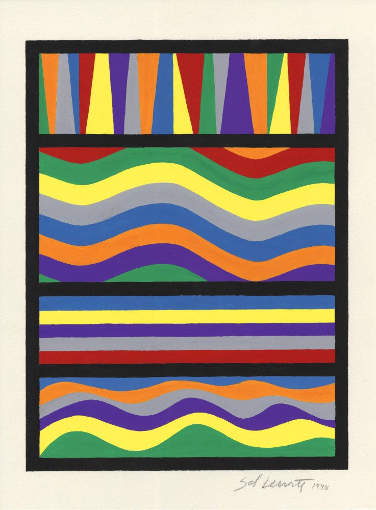 SOL LEWITT - Wavy Horizontal Brushstrokes - Gouache on paper