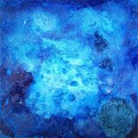 YVES KLEIN - Relief éponge bleu - fourmillement - Mixed media on wood panel