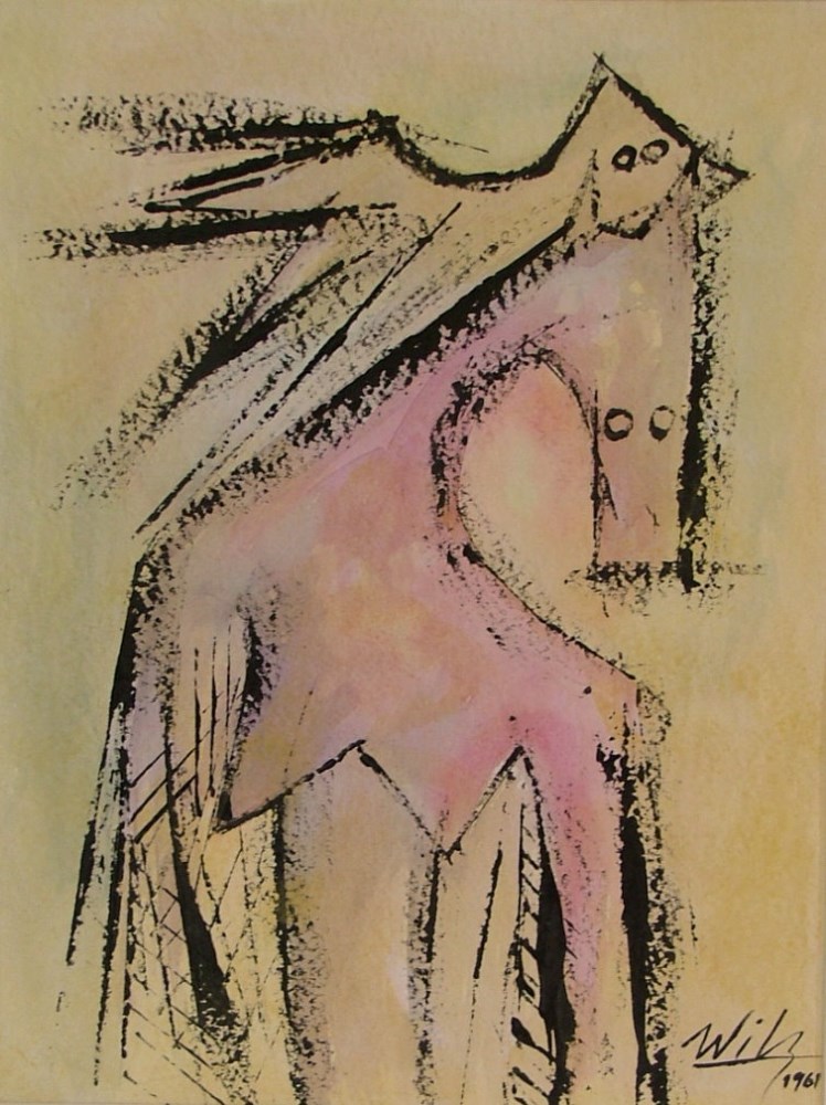 WIFREDO LAM - El Par - Gouache on paper