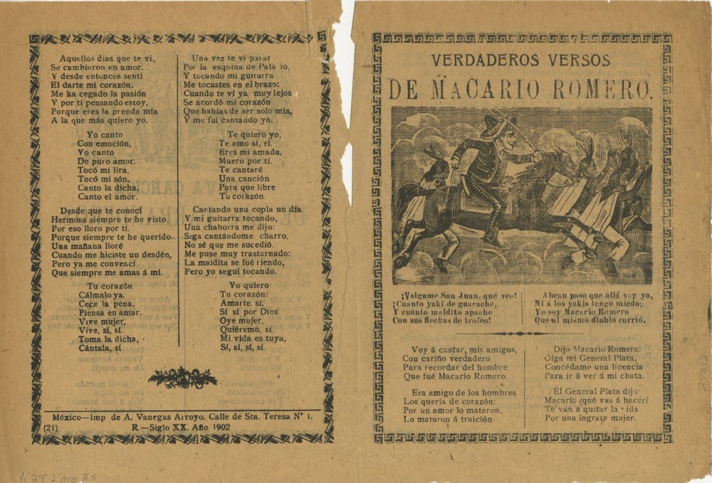 JOSE GUADALUPE POSADA - Verdaderos Versos de Macario Romero - Relief engraving
