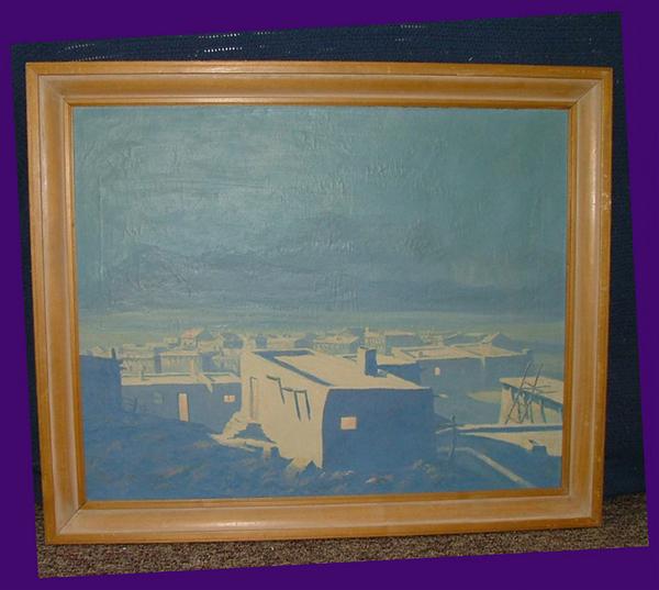 JACK VAN RYDER - Moonrise over the Pueblo - Oil on canvas - Image 2 of 4