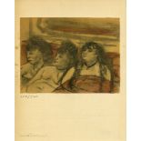 EDGAR DEGAS - Trois filles assises de face - Original color gravure with pochoir, after the monotype
