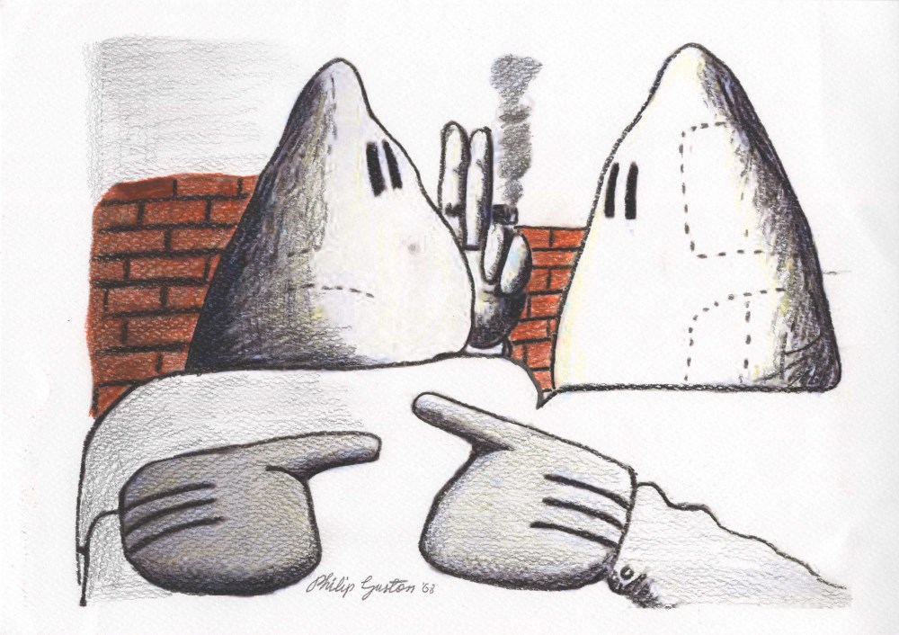 PHILIP GUSTON - Untitled #2 - Colored pencils and pencil drawing on paper