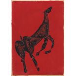 MARINO MARINI - Cavallo rosso e nero - Gouache drawing on paper