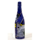 ROY LICHTENSTEIN - Taittinger Champagne Brut Bottle with box and tag - Screenprint on blue polyes...