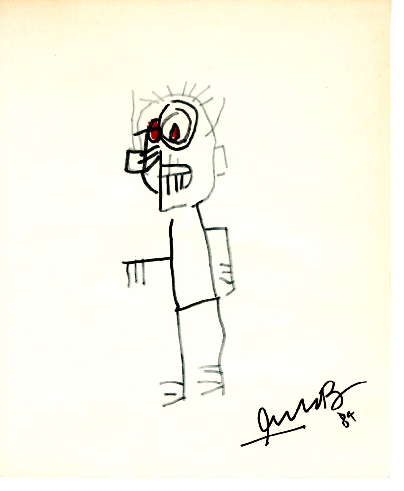 JEAN-MICHEL BASQUIAT - Portrait of Urbano Quinto - Red and black marker drawing on paper