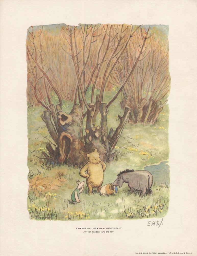 E(RNEST) H(OWARD) SHEPARD - Pooh and Piglet Look on … - Original color offset lithograph