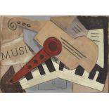 JACQUES LIPCHITZ - Composition avec des instruments - Papier colle (collage), oil, gouache, and c...