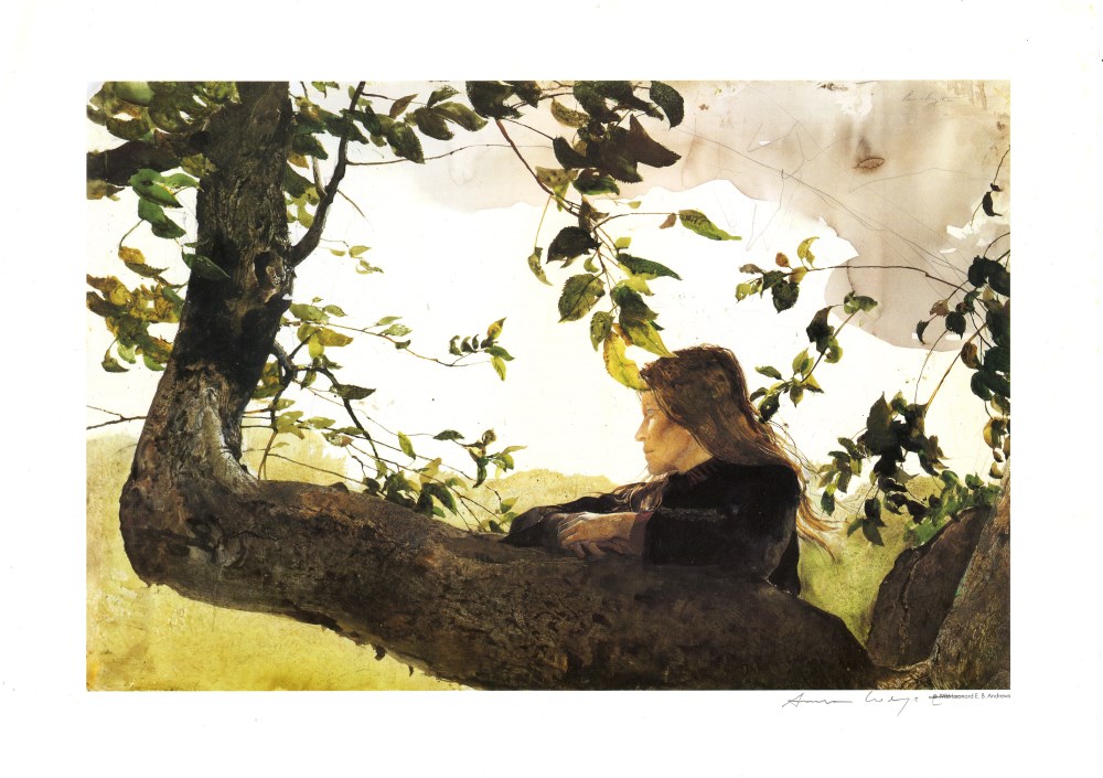 ANDREW WYETH - Helga in Orchard - Color offset lithograph