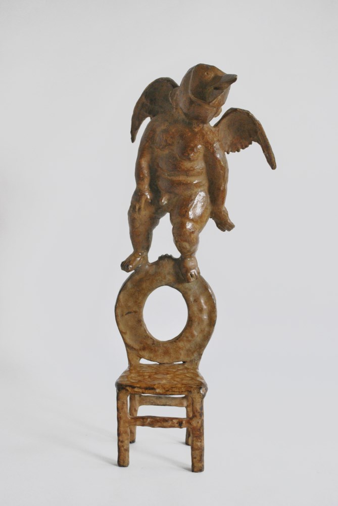 JORGE MARIN [d'apres] - Angel en una Silla III - Bronze sculpture with light brown patina