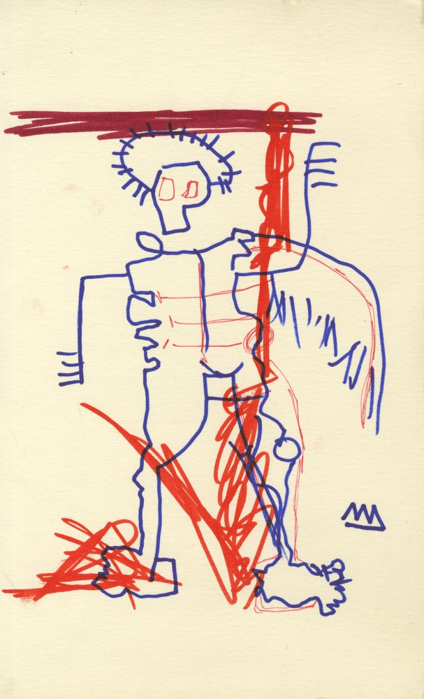 JEAN-MICHEL BASQUIAT [imputee] - Untitled - Color markers drawing