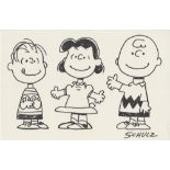 CHARLES SCHULZ - Linus, Lucy, and Charlie - Marker drawing on paper