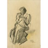 UMBERTO BOCCIONI [imputee] - Ispezione - Original charcoal drawing